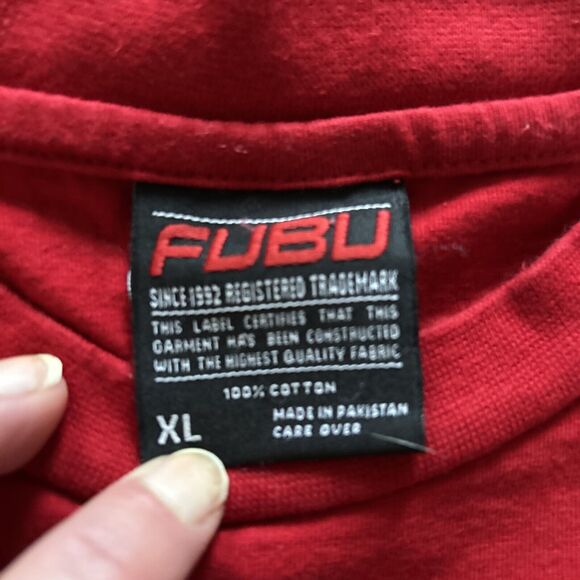 Fubu Old School Mens Heavy T Shirt Size XL Red Fubu Jeans Collection Vintage - Picture 4 of 8